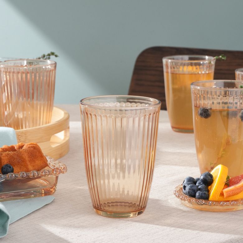 Karaca dghfkgjhgjh Gordes 6'lı Cam Meşrubat Bardağı 370 Ml Amber