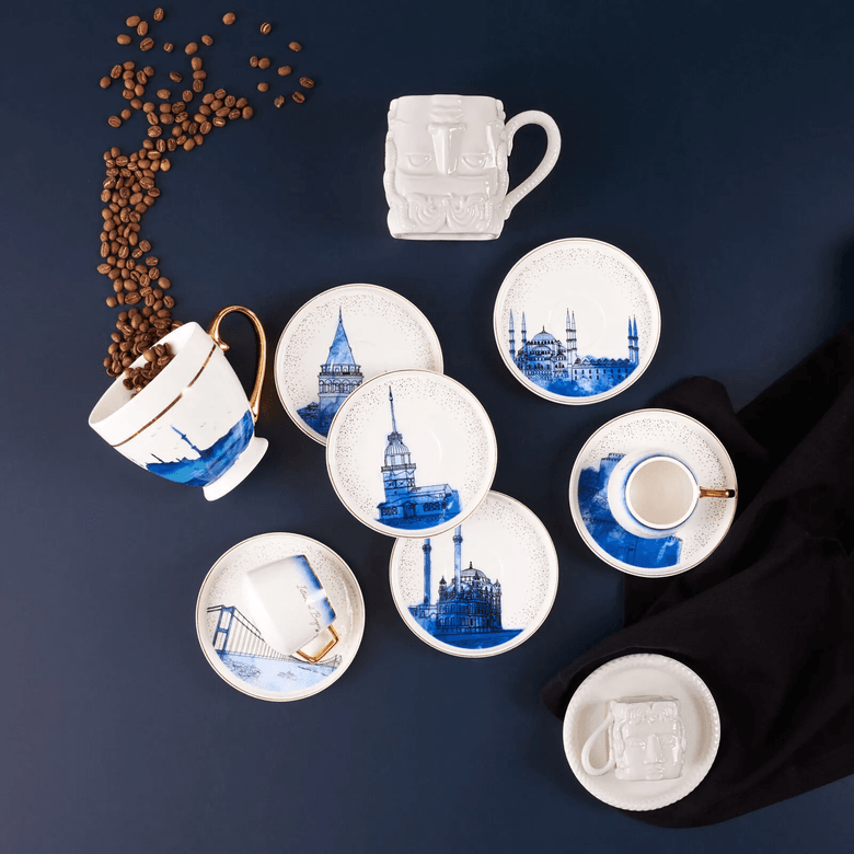 Karaca DSJKKFJHDJ X İst Collection Istanbul 6 Kişilik Kahve Fincanı Takımı 100 Ml