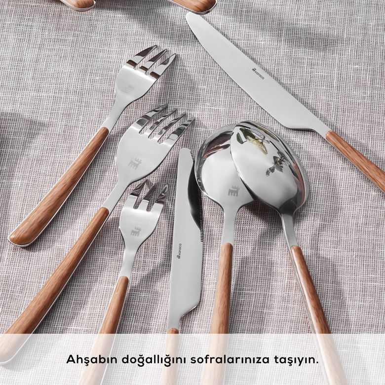 Karaca fdfkklgg Melia Platin 6 Kişilik 24 Parça Çatal Kaşık Bıçak Takımı