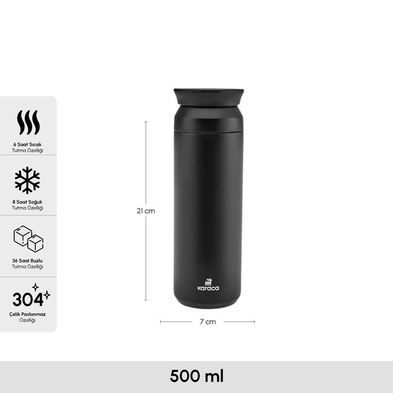 Karaca fjyyjtkukut Rainbow Çelik Sızdırmaz Termos Siyah 500 Ml