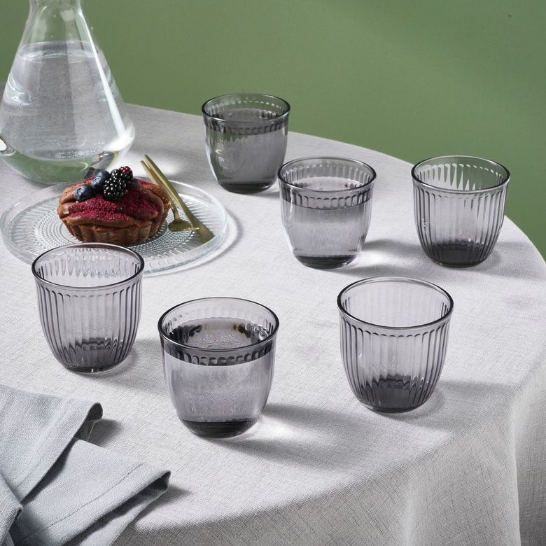 Karaca GHIFIOFJF Gordes 6'lı Cam Su Bardağı 290 Ml Antrasit
