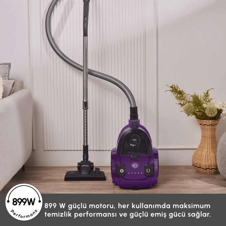 Karaca ghjggcch Vantuz Action Force X10 2 Lt Toz Torbasız Hazneli Elektrikli Süpürge Royal Purple 899 W