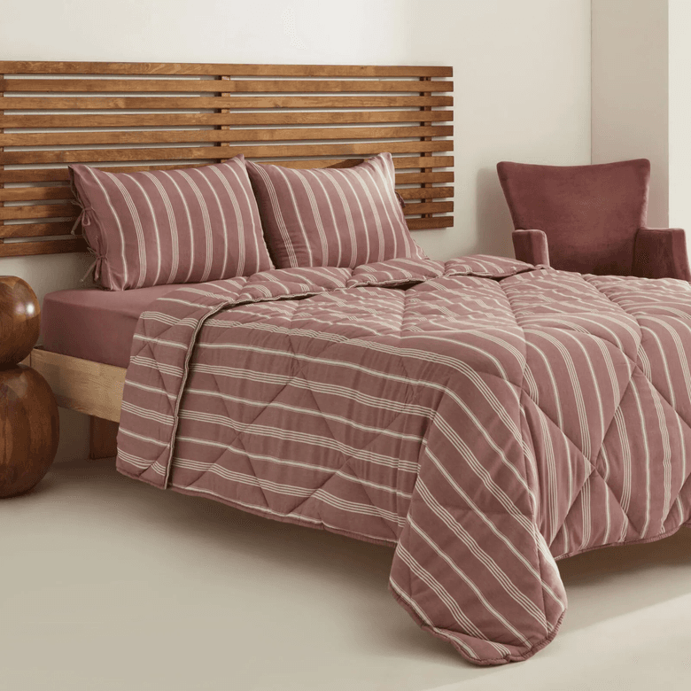 Karaca HÖJHJÖHVGHÖ Barlet Tek Kişilik Comfort Set/uyku Seti Çizgili Bordo