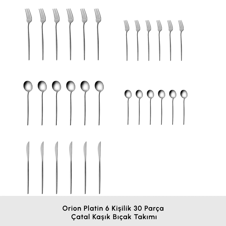Karaca IRTRFFDTU Orion Platin 6 Kişilik 30 Parça Çatal Kaşık Bıçak Takımı