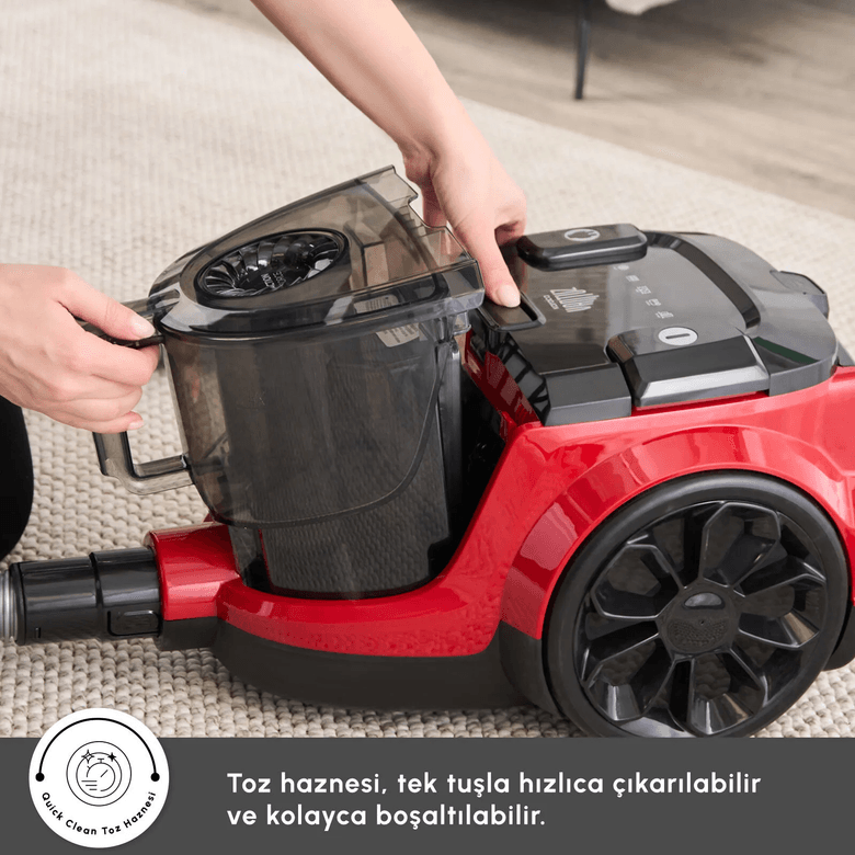 Karaca kgjkjf Vantuz Action Force X10 2 Lt Toz Torbasız Hazneli Elektrikli Süpürge Cherry Red 899 W