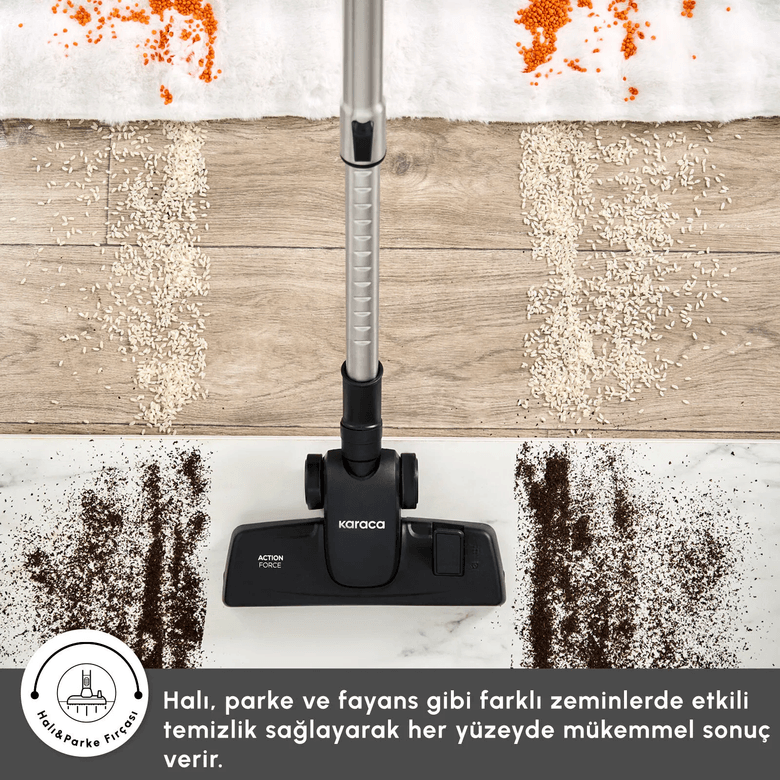 Karaca kgjkjf Vantuz Action Force X10 2 Lt Toz Torbasız Hazneli Elektrikli Süpürge Cherry Red 899 W