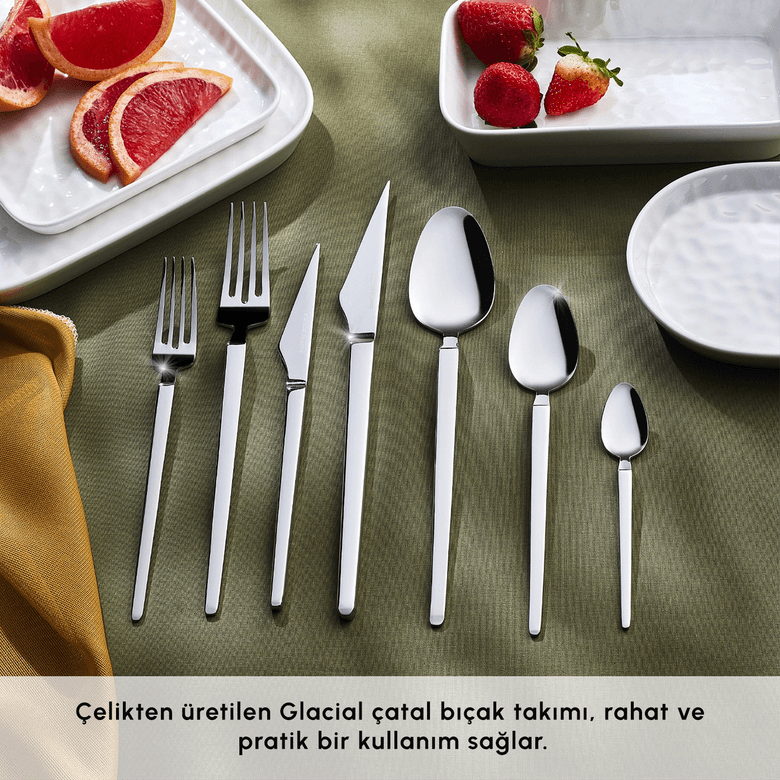 Karaca pıjffgjk Elegance Glacial Platin 12 Kişilik 84 Parça Çatal Kaşık Bıçak Takımı