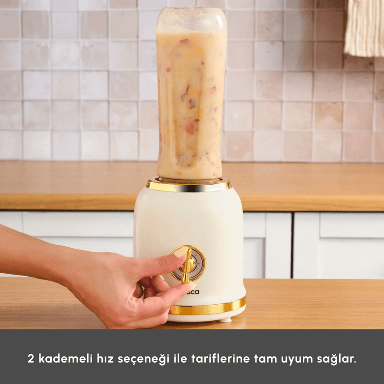Karaca POJIIOJHRG Retro Personal Kişisel Smoothie Blender Cream