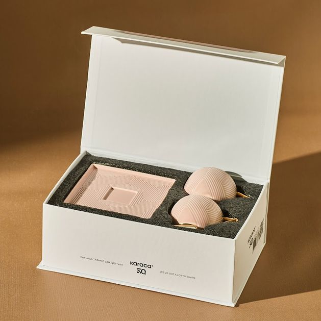 Karaca psjıgyhgj Art Deco 2 Kişilik Kahve Fincan Takımı 80 Ml Pembe