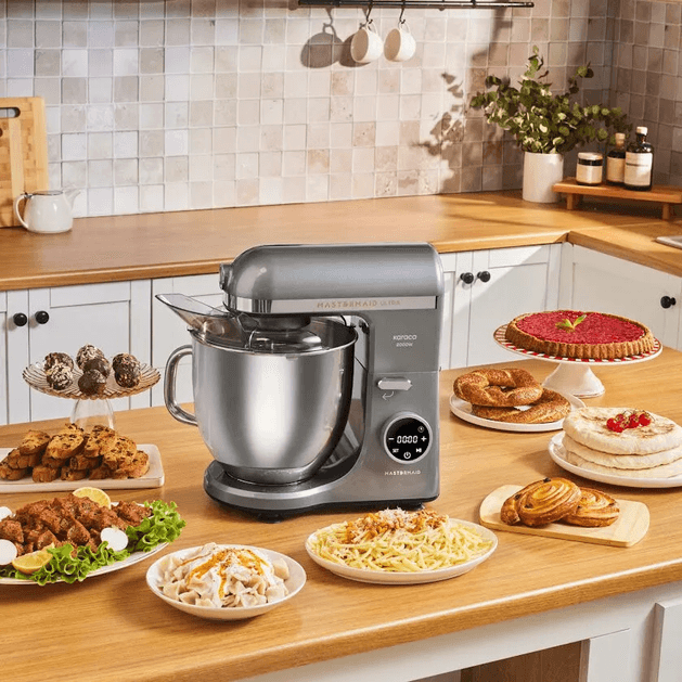 Karaca refyhghg Mastermaid Chef Ultra D2000W Dijital Ekranlı Hamur Yoğurma Makinesi Galaxy Grey 7L