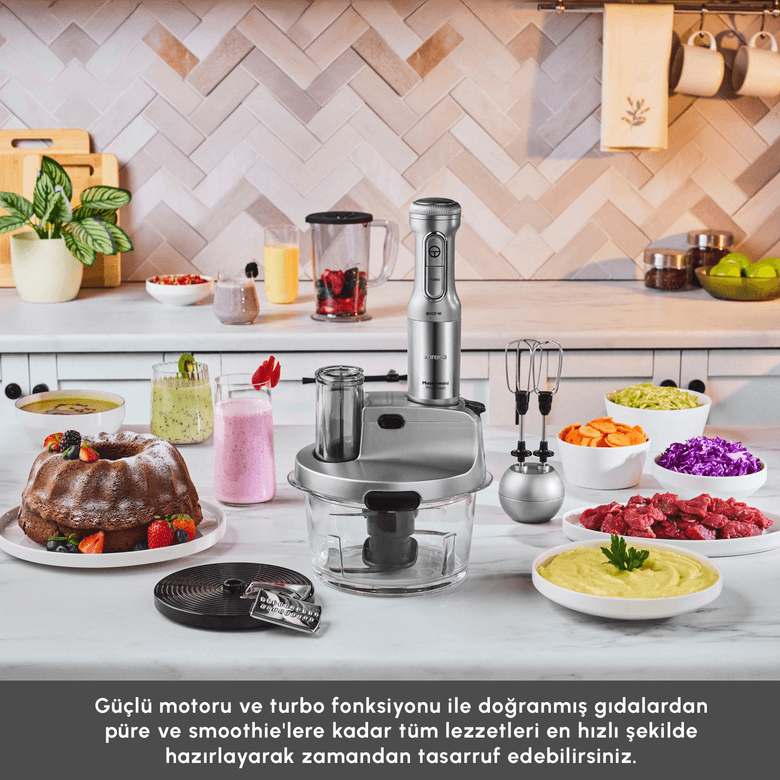 Karaca rgırergu9gr Mastermaid Prosteel 6 In 1 Uzun Blender Ayaklı 6 Bıçaklı Cam Mutfak Robotu 2500W Galaxy Grey