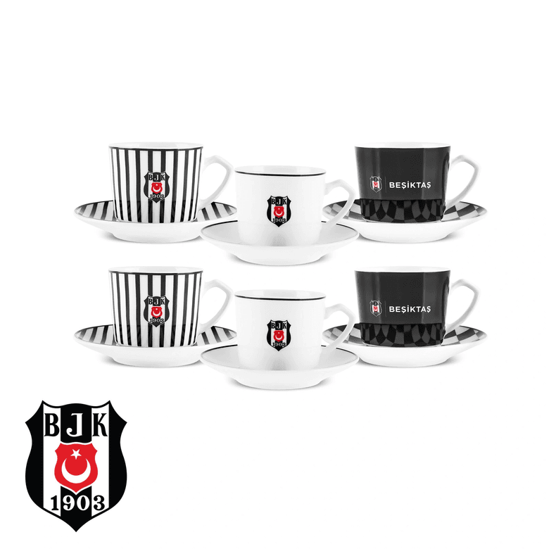 Karaca rrtrykgfygh X Beşiktaş Lisanslı 6 Kişilik Kahve Fincan Takımı 80 Ml