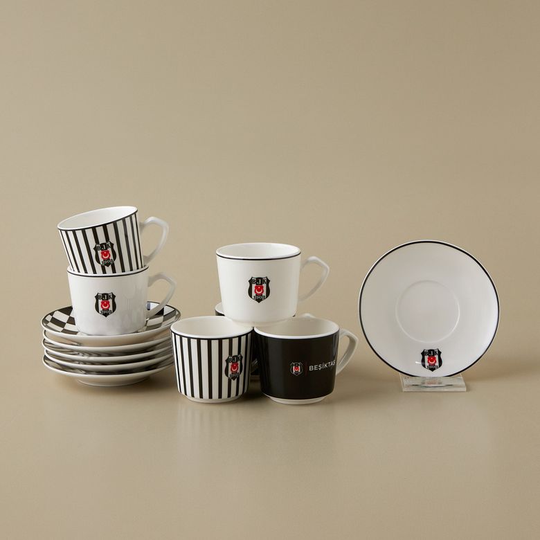 Karaca rrtrykgfygh X Beşiktaş Lisanslı 6 Kişilik Kahve Fincan Takımı 80 Ml