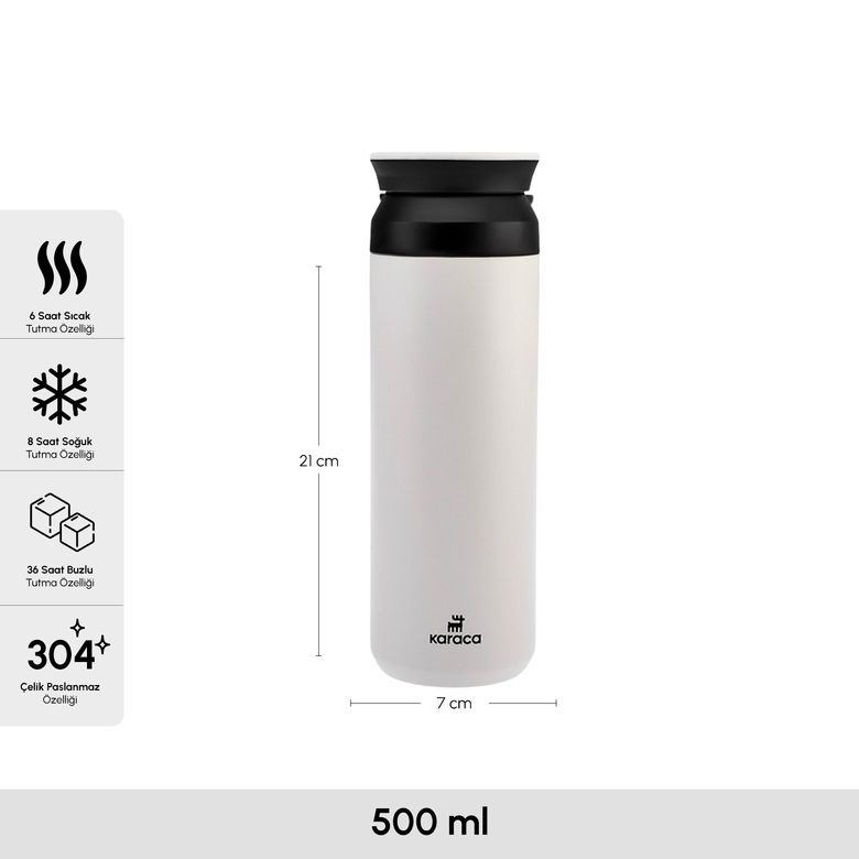 Karaca ryutjrtyyt Rainbow Çelik Sızdırmaz Termos Krem 500 Ml