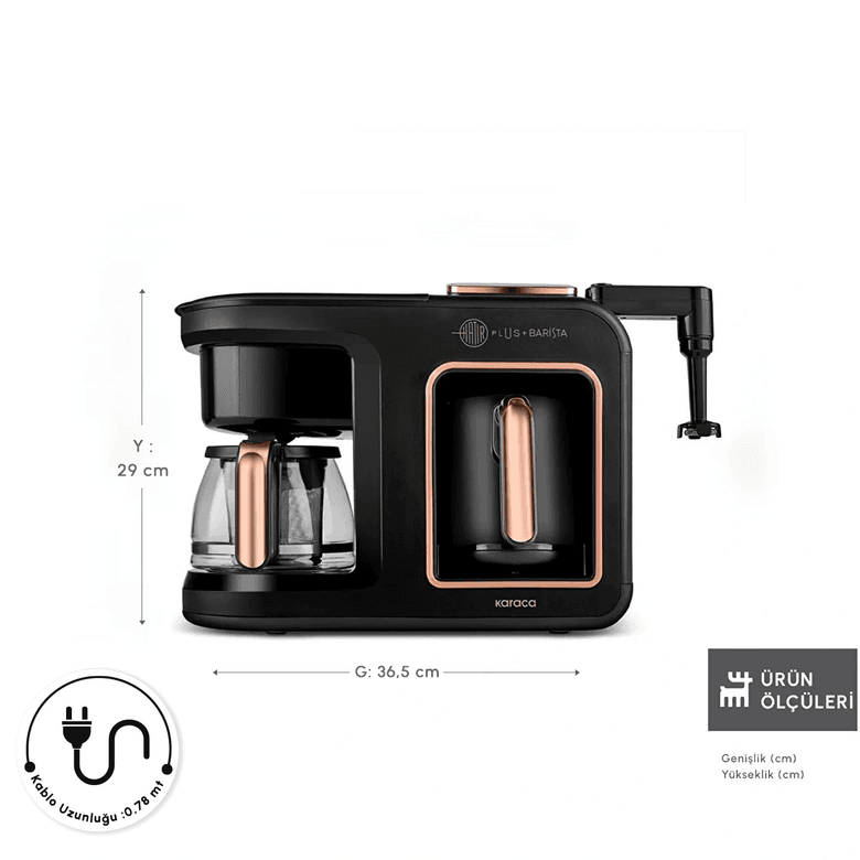 Karaca sLvAzmP97l Hatır Plus Barista 6 In 1 Latte Cappuccino Ve Közde Türk Kahve Makinesi Black Copper