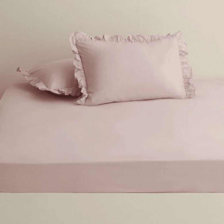 Karaca tugkuyuılı Basic %100 Pamuk Tek Kişilik Düz Çarşaf Pudra