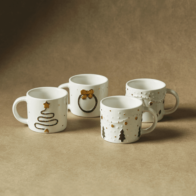 Karaca U6UYIYIYIIIUY New Year Yılbaşı Bliss 4 Kişilik Espresso Ve Kahve Fincan Takımı 100 Ml
