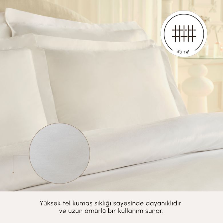Karaca UTYHGKTYUTYIT Ina 80 Tel %100 Pamuk Percale Çift Kişilik Nevresim Takımı Beyaz