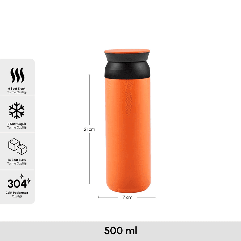 Karaca uykutyutuk Rainbow Çelik Sızdırmaz Termos Turuncu 500 Ml Sepette