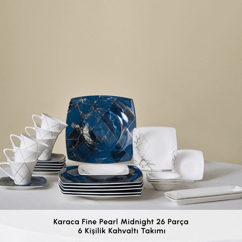Karaca YJYGDESDFS Fine Pearl Midnight 26 Parça 6 Kişilik Kahvaltı Takımı