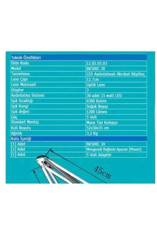KARAFİLİK TYCNL51JVN171189698619746 2 Yıl Garantili Optical Ledli Büyüteç-Loop 360 Derece Hareket