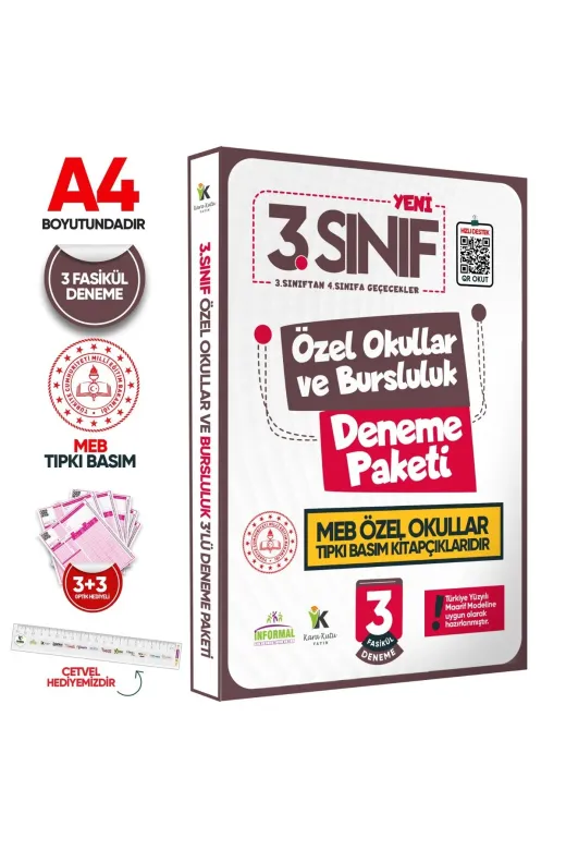 Karakutu Yayınları 3sınıfBurslulukDNMtıpkı 3.sınıf Özel Okullar Ve Bursluluk Hazırlık Meb Tıpkı Basım Deneme 3Lü Fasikül Seti