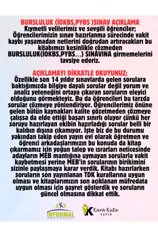 Karakutu Yayınları 5.SINIFTEKKITAP4046 2026 5.sınıf Tüm Dersler Tek Kitap Yeni Sistem İokbs Bursluluk Tamamı Çözümlü Çıkmış Soru Bankası