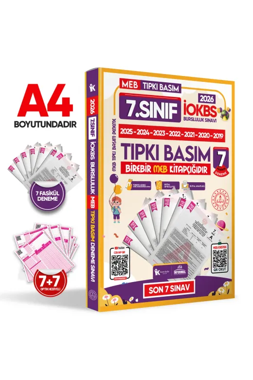 Karakutu Yayınları 7SINIFburslulukTIPKISET4046 2026 7.sınıf Meb Iokbs-Bursluluk Çıkmış Soru Tıpkı Basım 7Li Deneme Paketi Video Çözümlü Türkiye G.