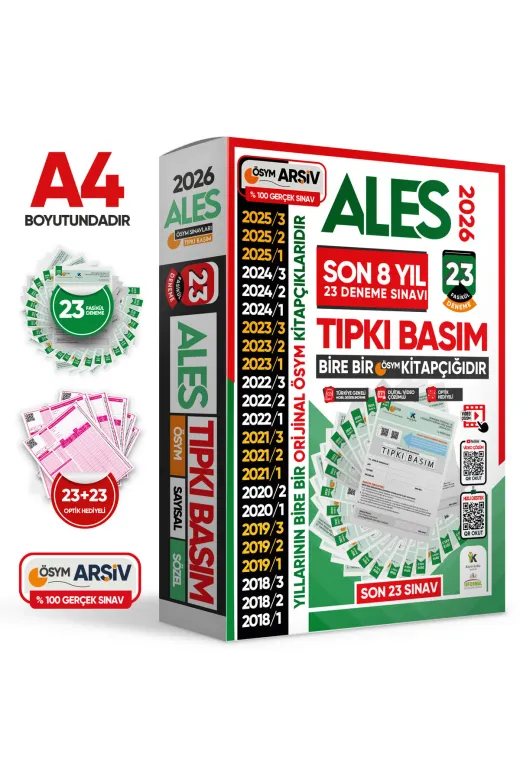 Karakutu Yayınları ALESTıpkı18Artı++ 2026 Ales Ösym Tıpkı Basım En Ekonomik Çıkmış Soru 23Lü Deneme Paketi Video/pdf Çözüm Türkiye Geneli