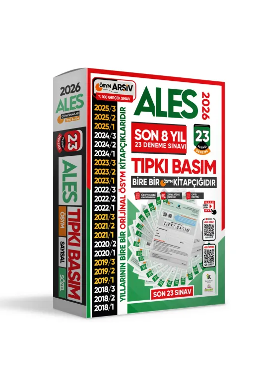 Karakutu Yayınları ALESTıpkı18Artı++ 2026 Ales Ösym Tıpkı Basım En Ekonomik Çıkmış Soru 23Lü Deneme Paketi Video/pdf Çözüm Türkiye Geneli
