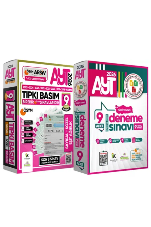 Karakutu Yayınları AYT9luVeTIPKIdnmPKT 2026 Yks-Ayt Ösym Çıkmış Soru 9Lu Tıpkı Basım Ve Kurumsal 9Lu Özgün Paket Deneme Türkiye Geneli