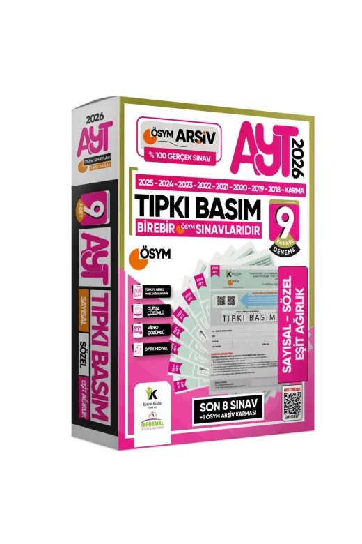 Karakutu Yayınları AYT9luVeTIPKIdnmPKT 2026 Yks-Ayt Ösym Çıkmış Soru 9Lu Tıpkı Basım Ve Kurumsal 9Lu Özgün Paket Deneme Türkiye Geneli
