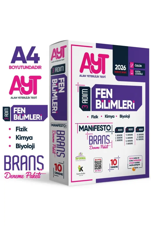 Karakutu Yayınları AYTFENbranşDNM4046 2026 Yks Ayt Fen Bilimlerinin Manifestosu Branş Deneme Paketi 10Lu Dijital Çözümlü