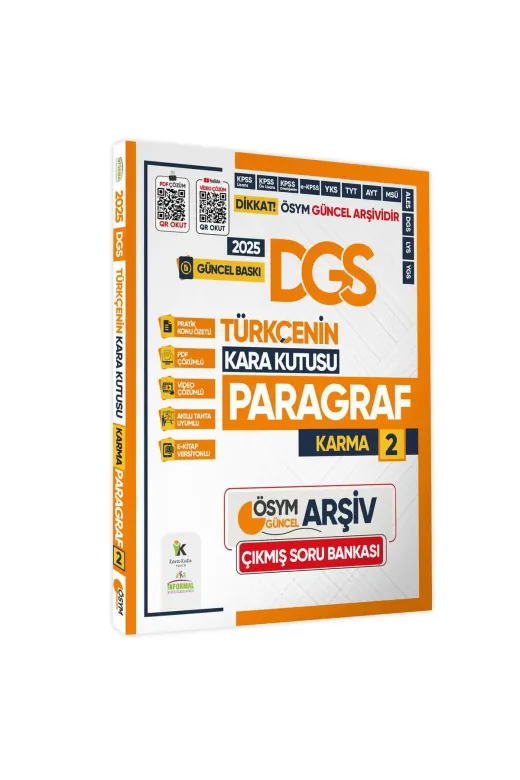 Karakutu Yayınları DGSPrgrf3lüAltınSet4050 2025 Dgs Türkçenin Kara Kutusu Paragraf 3Lü Altin Set Çıkmış Soru Bankası Konu Ö. Video/pdf Çözümlü