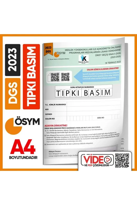 Karakutu Yayınları DGSTIPKI2023 2023 Dgs Sayısal-Sözel Ösym Tıpkı Basım Çıkmış Soru Deneme Kitapçığı (Video Çözümlü Türkiye Geneli)