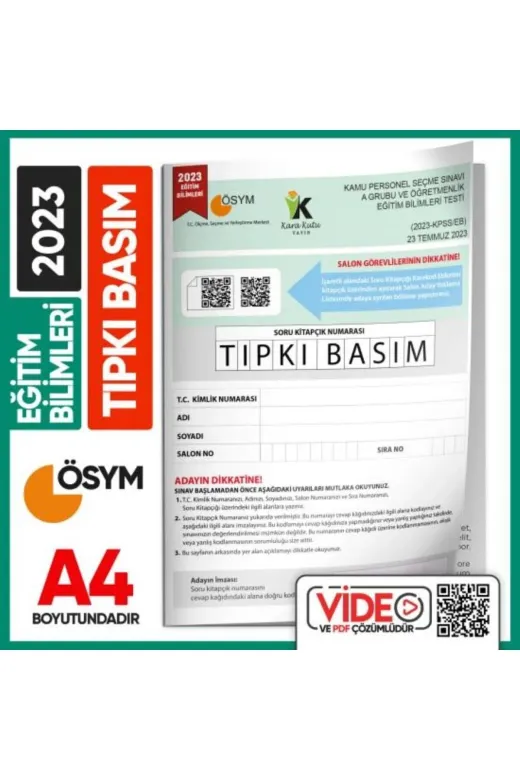 Karakutu Yayınları EGITIMTIPKI2023 2023 Kpss Eğitim Bilimleri Ösym Tıpkı Basım Çıkmış Soru Kitapçığı Dijital Çözümlü Türkiye Geneli