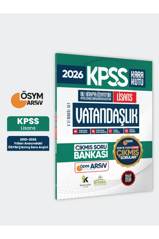 Karakutu Yayınları FULLLisansKPSSvatanSON15yıl 2026 Fulllisans Kpss Lisans Vatandaşlık Kara Kutu Ösym Çıkmış Soru Bankası Son 15 Yıl(Sadece Lisans)