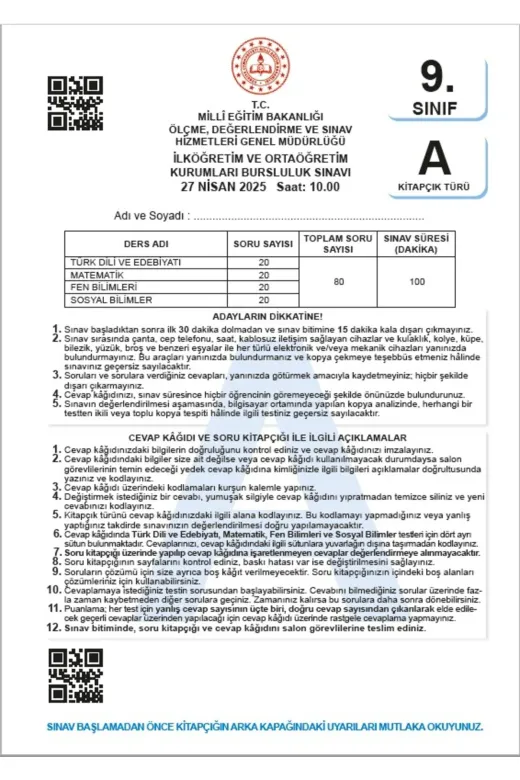 Karakutu Yayınları IOKBS9SINIF6TIPKI 2026 9.sınıf Iokbs (Bursluluk Sinavi) Meb Çıkmış Soru Tıpkı Basım Deneme Paketi 7Li