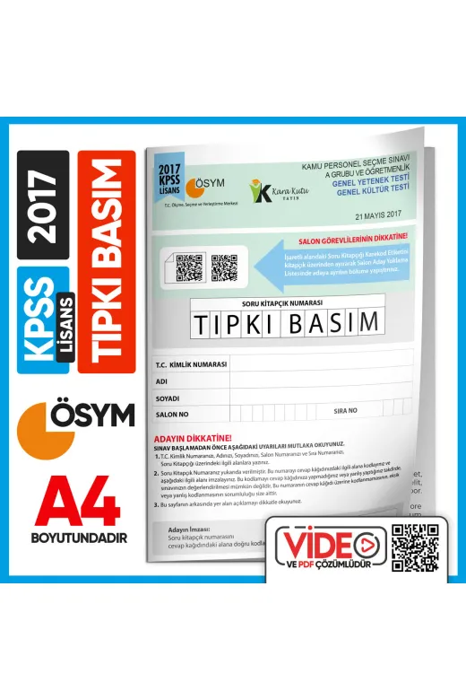 Karakutu Yayınları KPSSLISANS10LUDENEME4044 2017 Kpss Lisans Gy-Gk Ösym Tıpkı Basım Çıkmış Soru Deneme Kitapçığı (Video Çözümlü Türkiye Geneli)