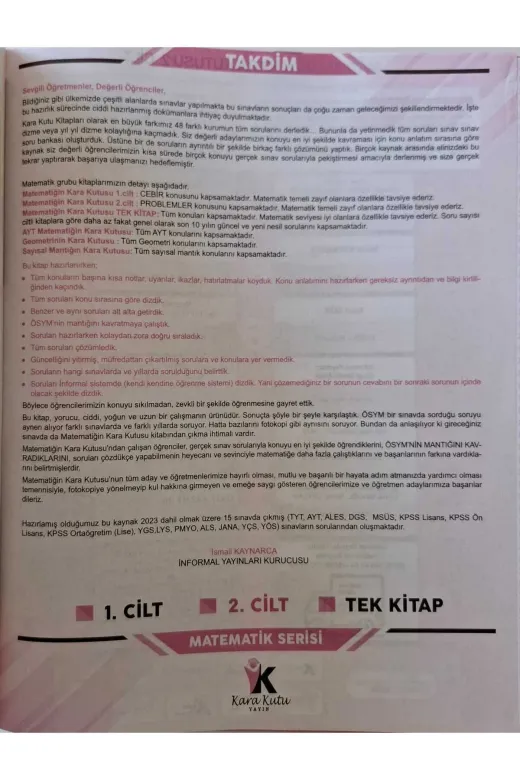 Karakutu Yayınları KPSSMAT2C4048 Kpss Matematiğin Kara Kutusu 2. Cilt Problem K.ö. Dijital Çözümlü Ösym Çıkmış Soru Bankası