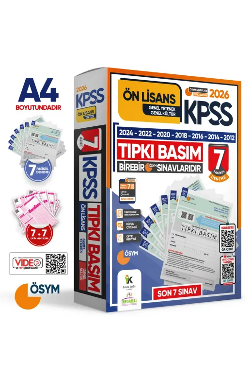 Karakutu Yayınları KPSSONLSNSLISETIPK4048 2026 Kpss Önlisans-Ortaöğretim/lise Ösym Tıpkı Basım 14Lü (7 7) Deneme Seti Tg Dijital Çözümlü