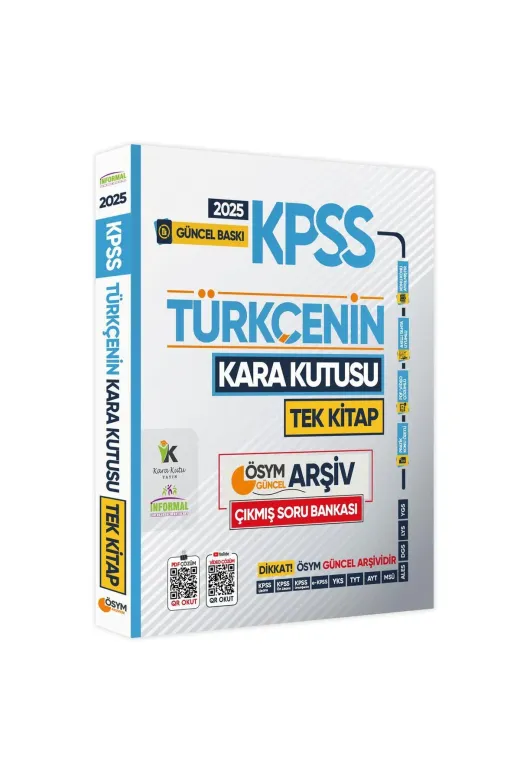 Karakutu Yayınları KPSSTurkceTEK4050 2025 Kpss Kara Kutu Türkçe Tek Kitap Ösym Çıkmış Soru Arşivi Bankası Konu Özetli Video/pdf Çözümlü