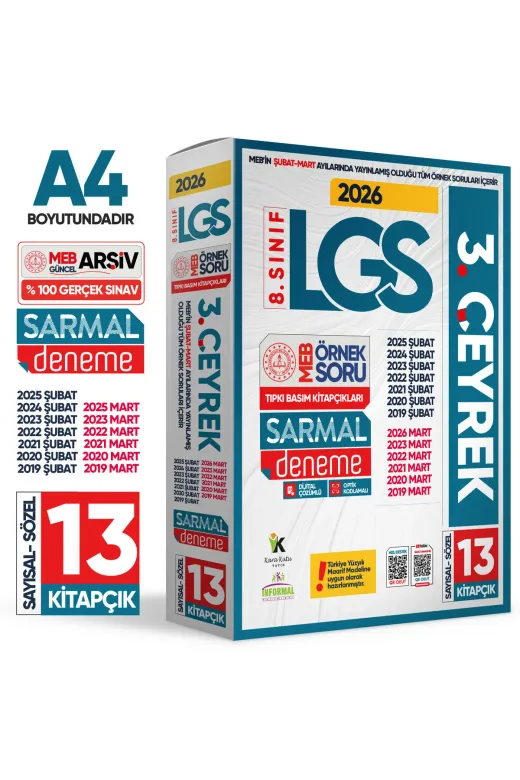 Karakutu Yayınları LGS3.CEYREKÖrnSoruPaketi 2026 8.sınıf Lgs 3. Çeyrek Şubat-Mart Ayı Meb Örnek Soru Tıpkı Basım Sarmal Deneme Paketi Çözümlü
