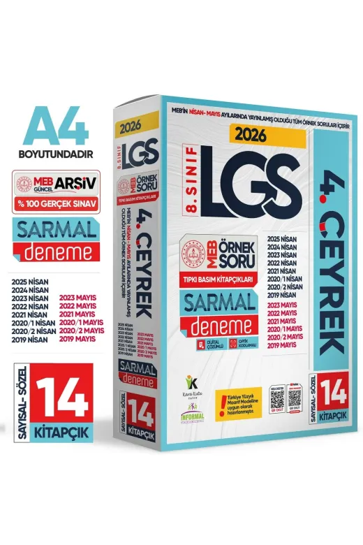 Karakutu Yayınları LGS4.CEYREKÖrnSoruPaketiY 2026 8.sınıf Lgs Son 4.çeyrek Nisan-Mayıs Ayı Meb Örnek Soru Tıpkı Basım Sarmal Deneme Paketi Çözüm