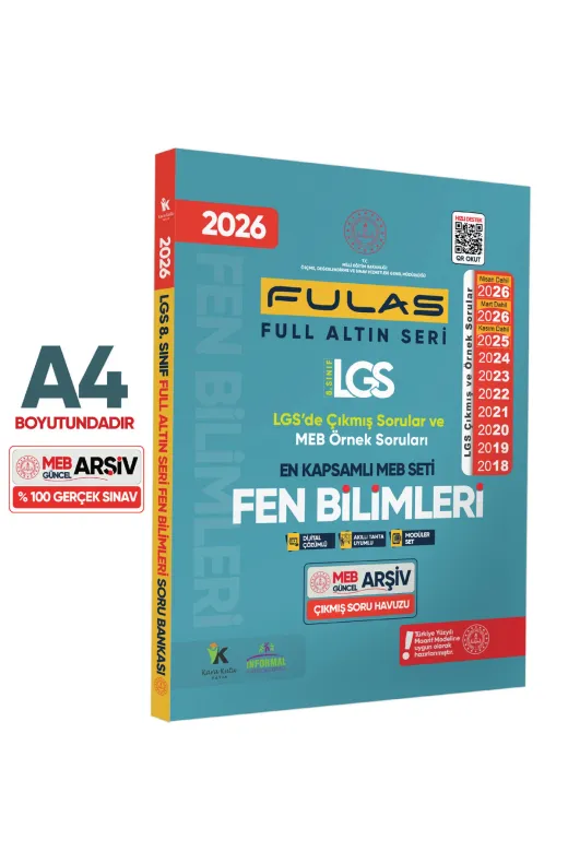 Karakutu Yayınları LGSFENfulas4050 2026 8.sınıf Full Lgs Altın Seri (Fulas) Fen Bilimleri Meb Çıkmış Soru Bankası Modüler Seti Çözümlü