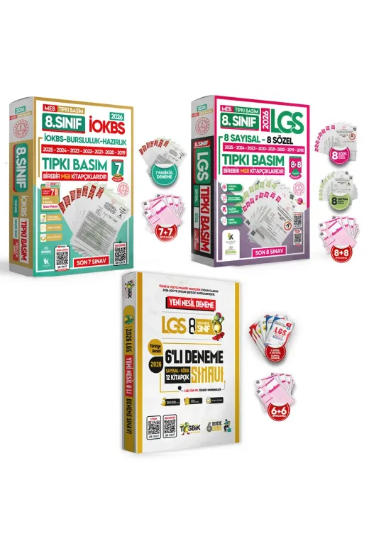 Karakutu Yayınları LGSTIPKISET4046ktsz 2026 8.sınıf Lgs-İokbs Tıpkı Basım Ve Özgün Yeni Nesil Deneme Seti 21Li  Altin Paket Tg Çözüm