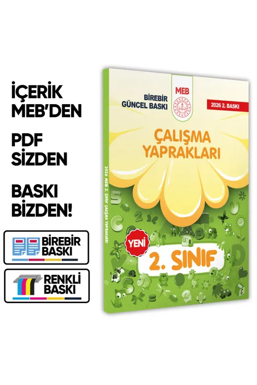 Karakutu Yayınları MEB2sınıfCalismaYapraklari 2026 Meb İlkokul 2.sınıf Çalışma Yaprakları Tüm Dersler Etkinlikli Eğlenceli S. Bankası Baski Ücreti