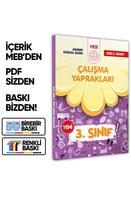 Karakutu Yayınları MEB3sınıfCalismaYapraklari 2026 Meb İlkokul 3.sınıf Çalışma Yaprakları Tüm Dersler Etkinlikli Eğlenceli S. Bankası Baski Ücreti