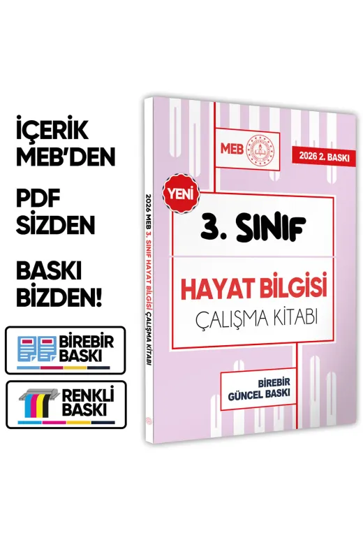 Karakutu Yayınları Meb3sınıfHayatBilgisiÇALIŞKİTABI 2026 Meb Ödm İlkokul 3.sınıf Hayat Bilgisi Çalışma Kitabı Alıştırmalı Soru Bankası Baski Ücreti