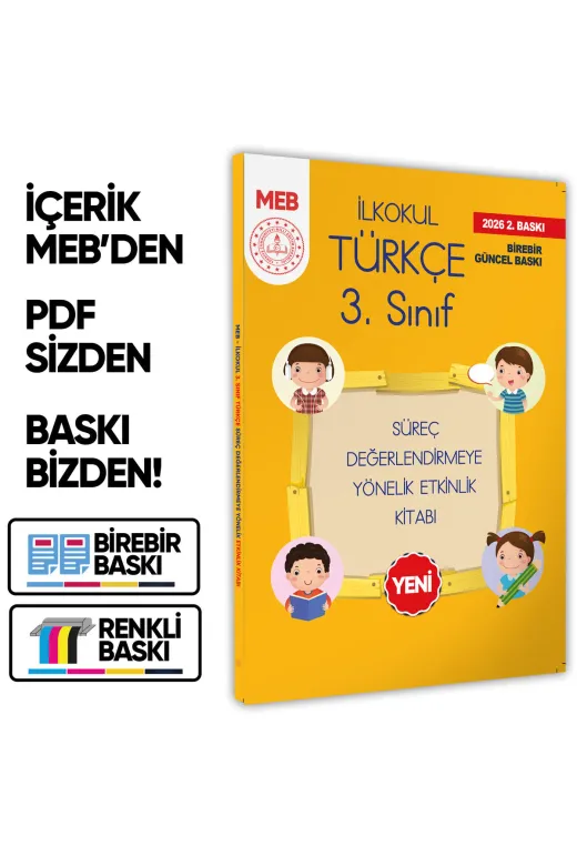 Karakutu Yayınları MEB3sınıfTurkceSurec 2026 Meb İlkokul 3.sınıf Türkçe Süreç Değerlendirmeye Yönelik Etkinlik Kitabı Baski Ücreti